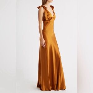 Reformation Pernille Silk Maxi Dress in Copper